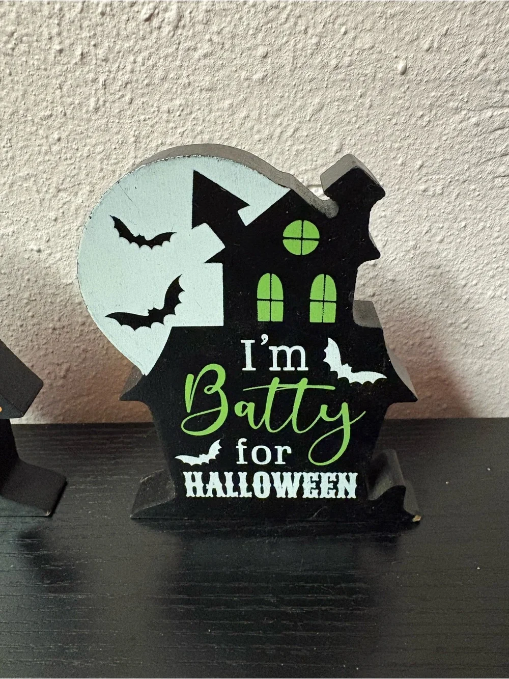 Halloween Haunted House Tabletop Decor Set of 2 Spooky Bat Signs